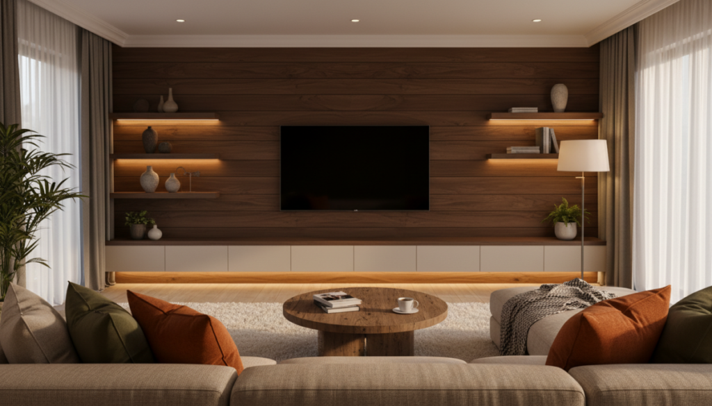 Comment créer un mur tv élégant sans effet showroom pour un intérieur chaleureux