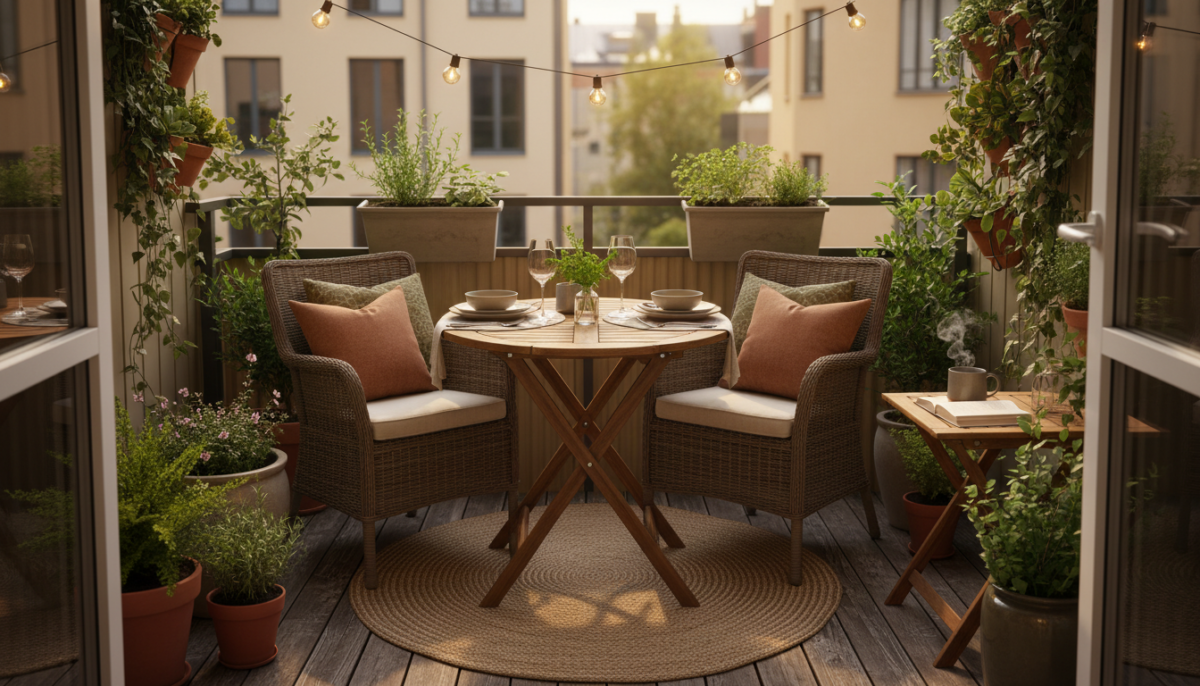 découvrez comment aménager un coin repas extérieur convivial et agréable, même sur un petit balcon, pour profiter pleinement de vos repas en plein air.