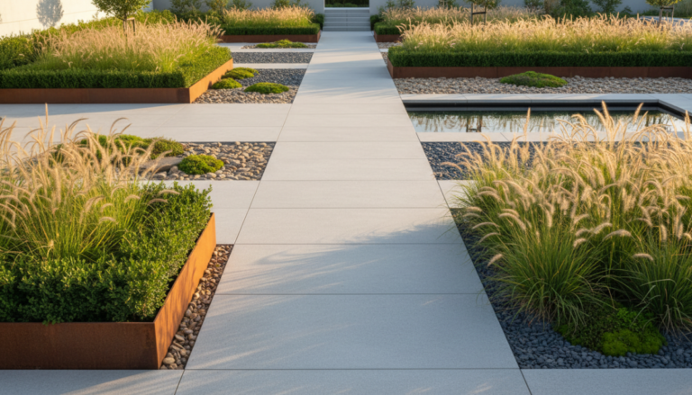 Jardin contemporain : comment allier lignes, graminées et minéral pour un extérieur tendance